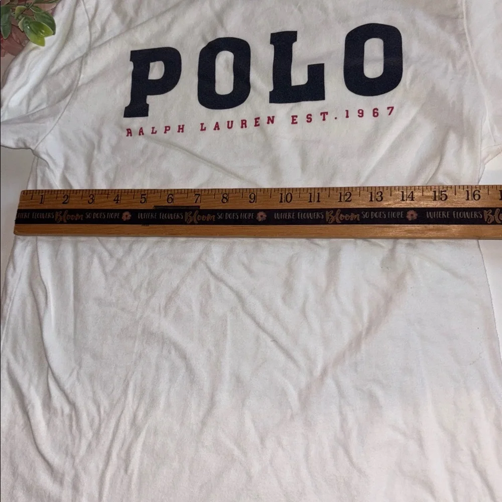 Ralph Lauren White Polo Shirt Boys Long Sleeve White POLO Logo T Shirt Large - Picture 11 of 17